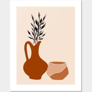 Brown Potteries And Leaves Posters and Art